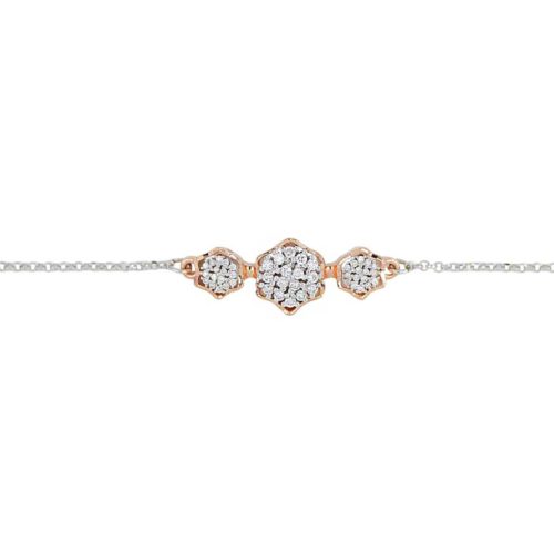 Bracelet with floral motif element in 18 kt gold with natural white diamonds - BD182/DB