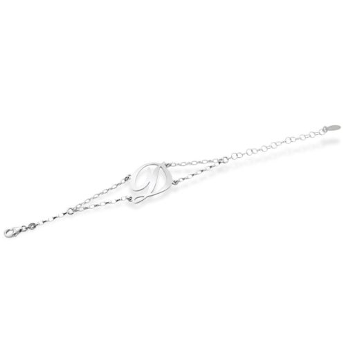 Bracelet in rhodium-plated 925 silver with small initial - All names available - ZB01/IN