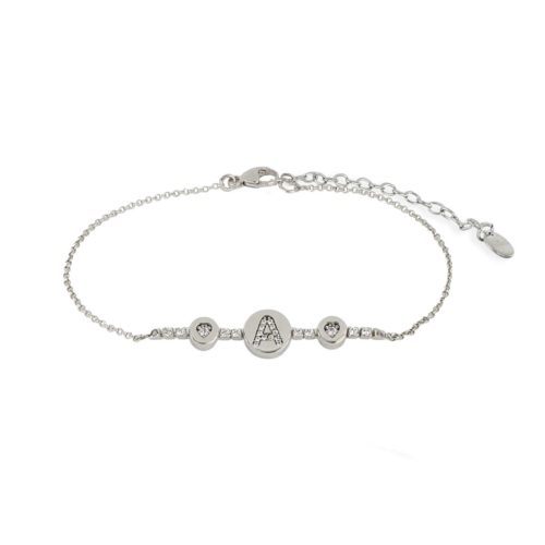 18 kt gold bracelet with side ribs and central element customizable with natural white diamonds - BFF02