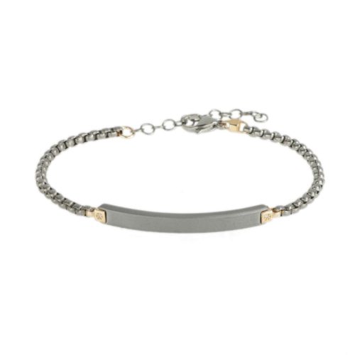 Titanium and 18 kt gold bracelet with satin plate and stones - BTU002