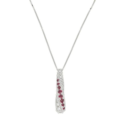 18kt white gold necklace with diamonds and precious stones - CD684