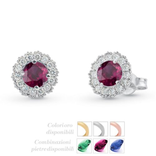 Gold earrings with diamonds and precious stones - OD194