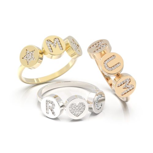 Customizable 18kt gold ring with diamonds - AFF17
