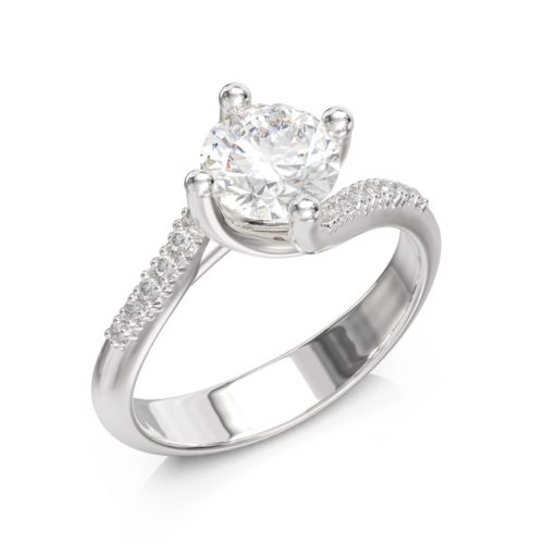 Solitaire ring with diamonds also set in the shank