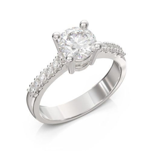 Solitaire ring with diamonds also set in the shank