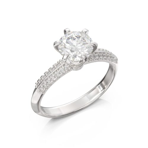 Solitaire ring with diamonds also set in the shank
