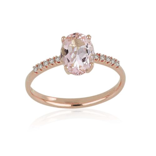 Gold ring with diamonds and morganite