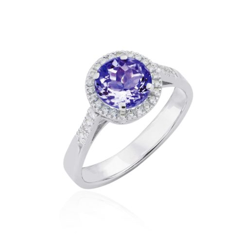 18kt white gold ring with diamonds and tanzanite - AD529/TZ-LB