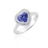 18kt white gold ring with diamonds and heart-cut tanzanite - AD658/TZ-LB