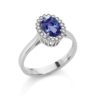 18kt white gold ring with oval cut diamonds and tanzanite - AD709/TZ-LB