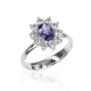 18kt white gold ring with oval cut diamonds and tanzanite - AD857/TZ-LB