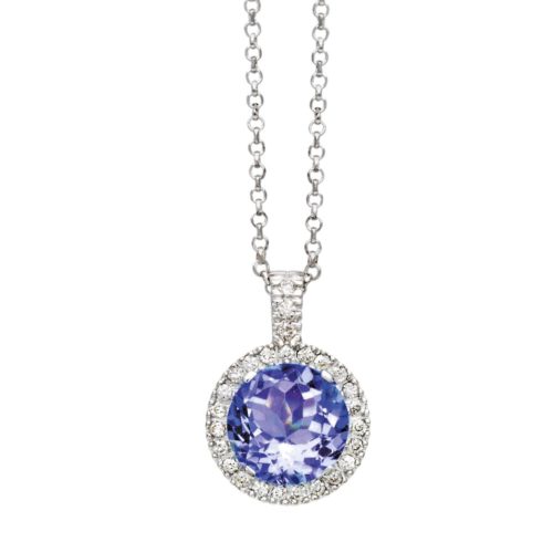 18kt white gold necklace with diamonds and tanzanite - CD306/TZ-LB