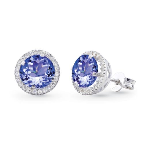 18kt white gold earrings with diamonds and tanzanite - OD195/TZ-LB