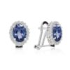 18kt white gold earrings with oval cut diamonds and tanzanite - OD290/TZ-LB