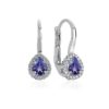 18kt white gold earrings with diamonds and drop-cut tanzanite - OD390/TZ-LB