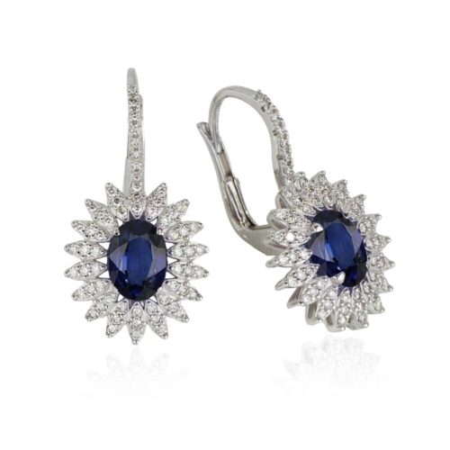 18kt white gold earrings with diamonds and precious stones - OD566