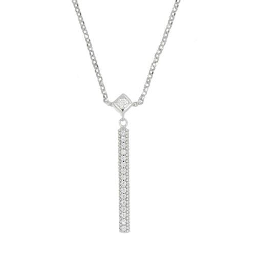 Necklace with pavé zirconia 925 silver - ZCL1461/BI-LB