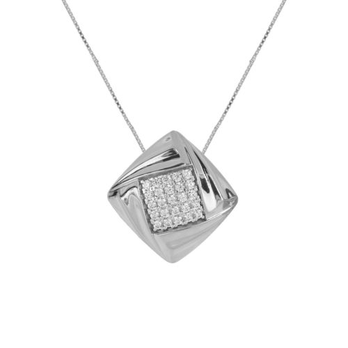 925 silver necklace with zirconia pavé - ZCL1476-LB