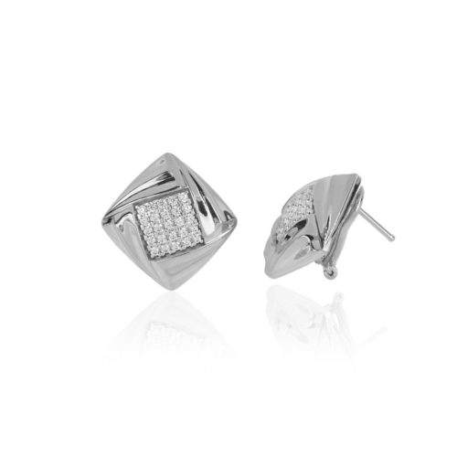 925 silver earrings with white zirconia pavé. - ZOR1313-LB