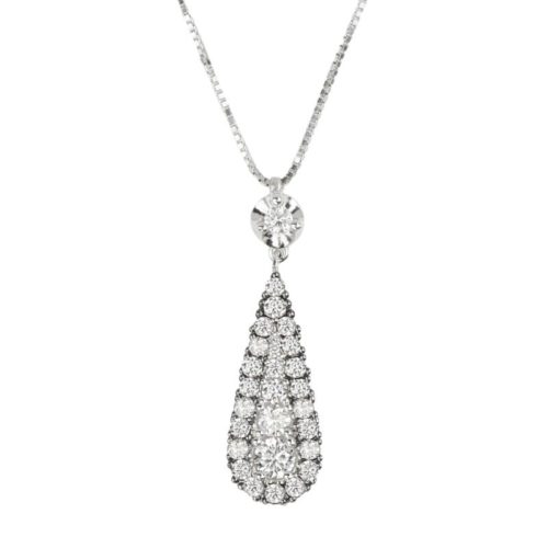 18kt white gold necklace with natural white diamonds - CD744/DB-LB