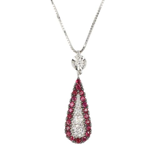 18kt white gold necklace with diamond and precious stone riviere - CD744