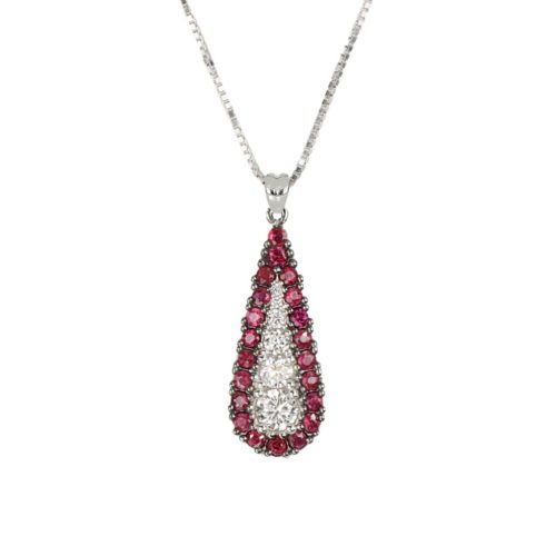 18kt white gold necklace with diamond and precious stone riviere - CD745
