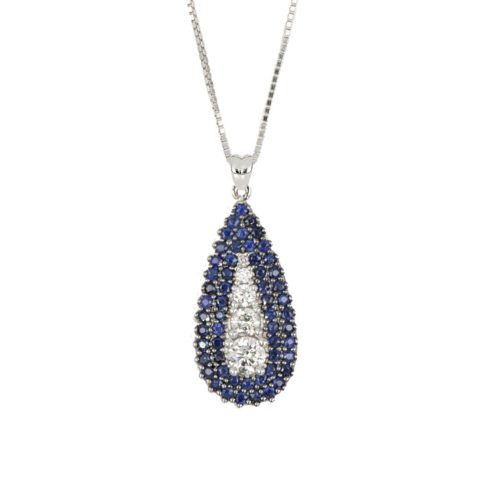 18kt white gold necklace with diamond and precious stone riviere - CD750