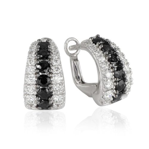 18kt white gold earrings with white and black diamonds - OD580/DN-LL