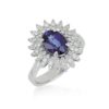 Ring with Diamonds and Central Gemstone - 692