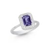 18kt white gold ring with octagonal cut diamonds and tanzanite - 696
