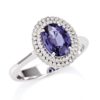 18kt white gold ring with oval cut diamonds and tanzanite - 700