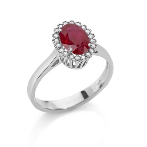 Gold ring with diamonds and precious stone