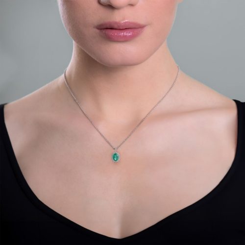 Necklace with Diamonds and Precious Stone