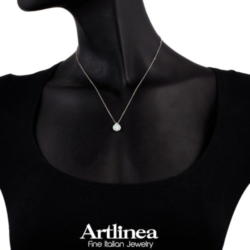 18kt white gold necklace, with aquamarine and diamonds