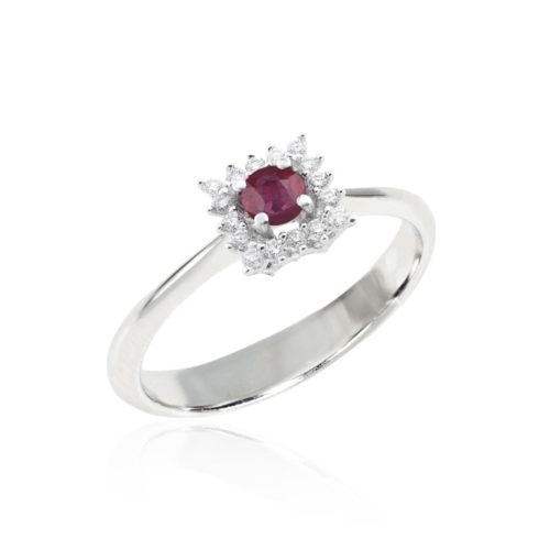 Gold ring with diamonds and precious stone