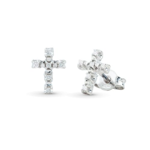 18 kt gold cross earrings with diamonds - OD221