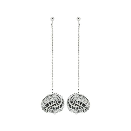 925 Silver earrings with rows of black and white zircons - ZOR1276-LL
